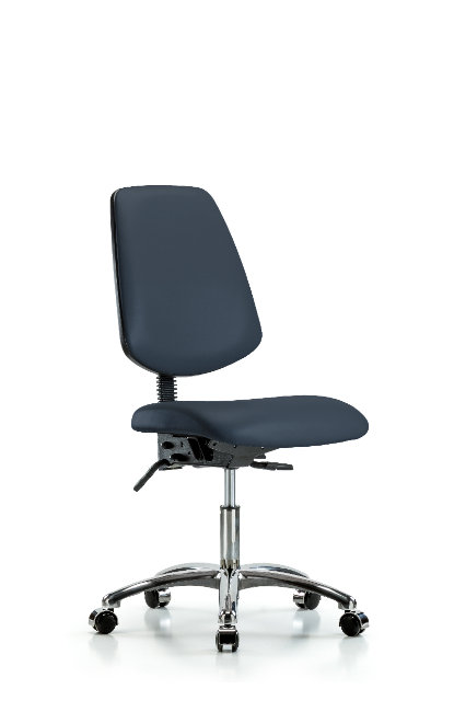 Chaise de travail en vinyle Rebecca, Roulettes, Bleu impérial, Inclus