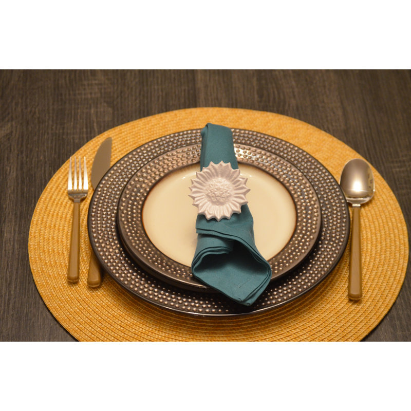 Rond de serviette fleur, Blanc