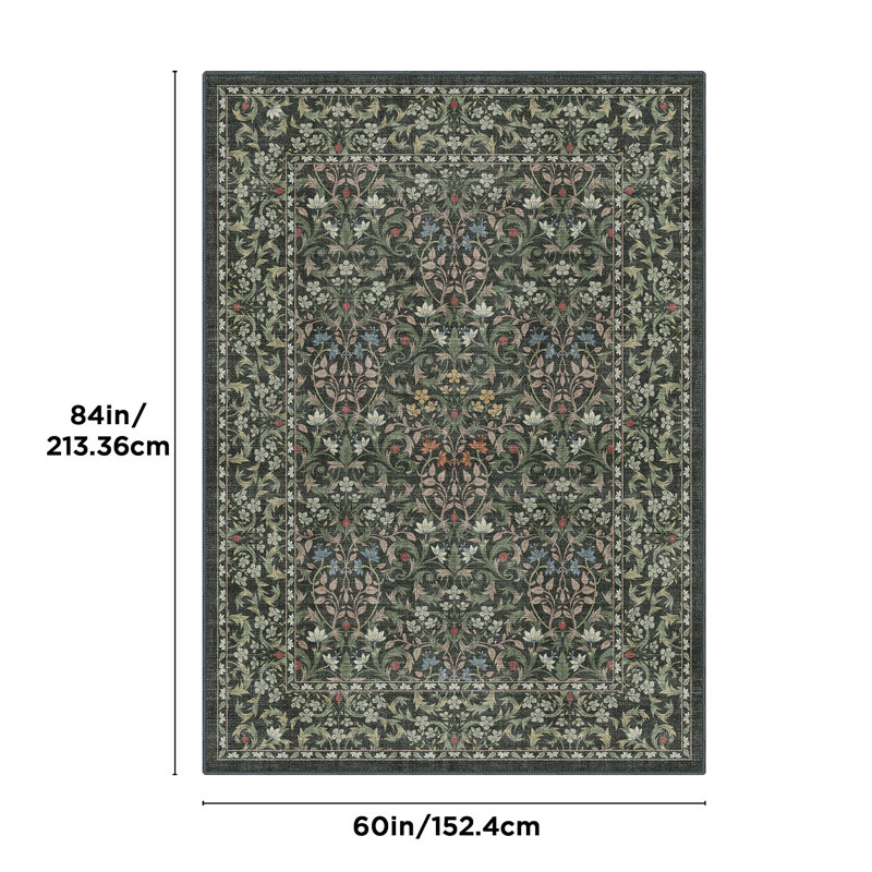 Machine Washable Non Slip Area Rug, Rectangle 5' x 7'