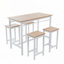 Ensemble de table de bar 5 pièces 5 pièces, avec structure en métal et panneau de fibres à densité moyenne, chêne blanc, L 47,5 po x l 23,7 po x H 35,5 po.-1777634083-1777634082