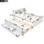 Lit plateforme double avec tête de lit, ports USB, 3 tiroirs et lit gigogne simple, blanc-168542387-168542386