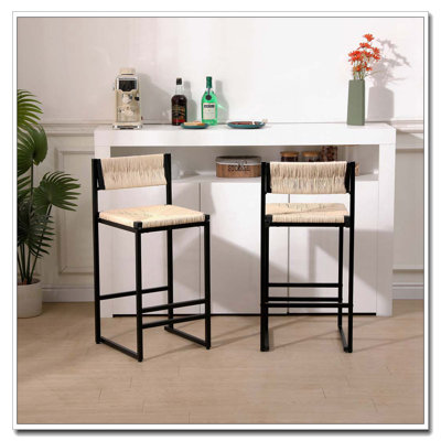 Tabouret de bar tissé à la main à hauteur de comptoir avec tabourets de bar en papier tissé à la main pour la cuisine, la maison et le bureau