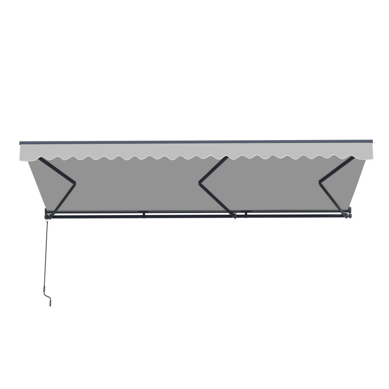 Semi-Cassette Motorized Patio Awning with LED Lights - Moroccan Collection , 20' W x 10' D, Silver Grey