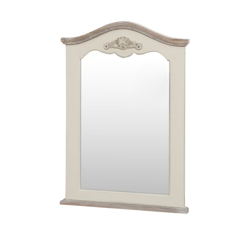 Circee Solid Wood Flat Wall Mirror, Cream/Brown