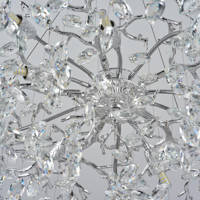 Lustre moderne en cristal K9, Argent argent, H 18,11 po x l 23,6 po x P 23,6 po
