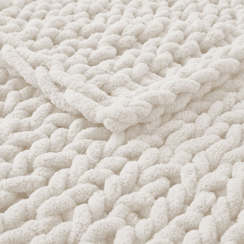 Jeté en laine Peace Nest Chunky Knit, Blanc