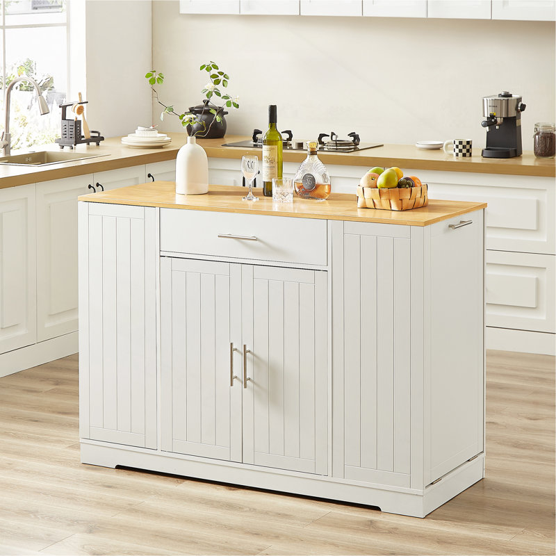 Îlots de rangement de 53 po avec tiroirs et poubelles pour la cuisine et la salle à manger. Conception de maison de campagne moderne: l 53,2 po x P 20,9 po x H 38,0 po