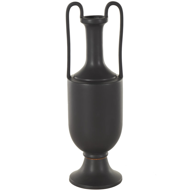 Vase de plancher en céramique / porcelaine Congresbury, H 20,3 po x l 6,3 po x P 6,3 po, Noir