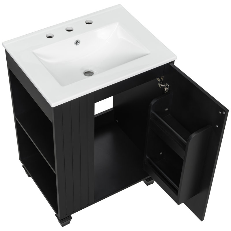 24" Bathroom Vanity With Sink, Black
