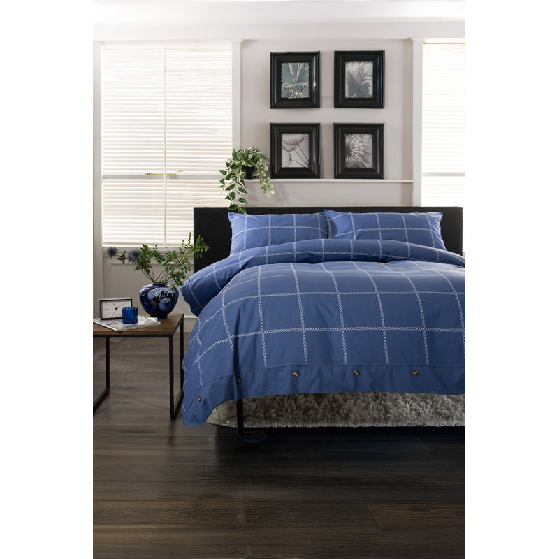 Crossley Heath Duvet Set – 100% Cotton With Piped Cotton Gingham [EU ONLY] Duvet Cover Set with Pillowcases Included