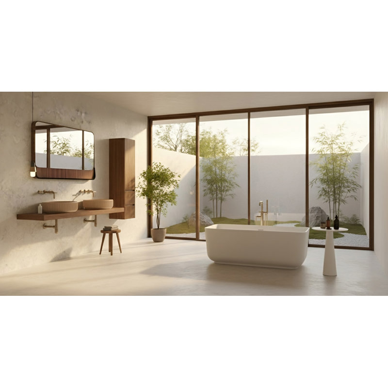 Navi 59'' L Freestanding Soaking Bathtub, Gloss White