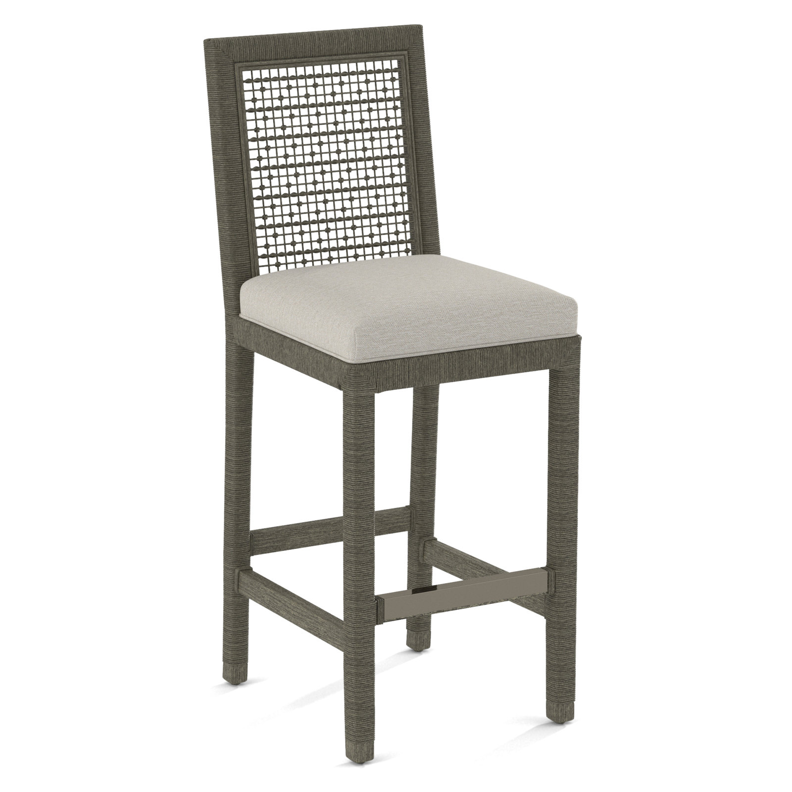 Soren 30" Bar Stool, Greystone, White Performance Fabric