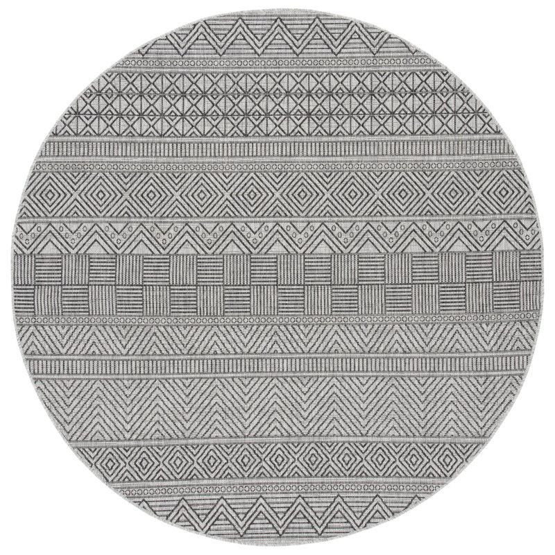 Tapis d'intérieur / extérieur à motif géométrique Jacian Performance, Rond 5 pi 3 po