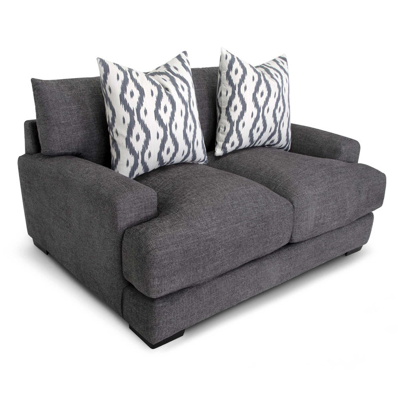 Causeuse avec coussins réversibles 67 po Avianne, Gris graphite 100 % polyester, Blanc cassé