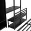 Grand lit superposé en métal avec garde-robe intégré, tabouret de bureau et tabouret de rangement, cadre de lit superposé tout-en-un noir