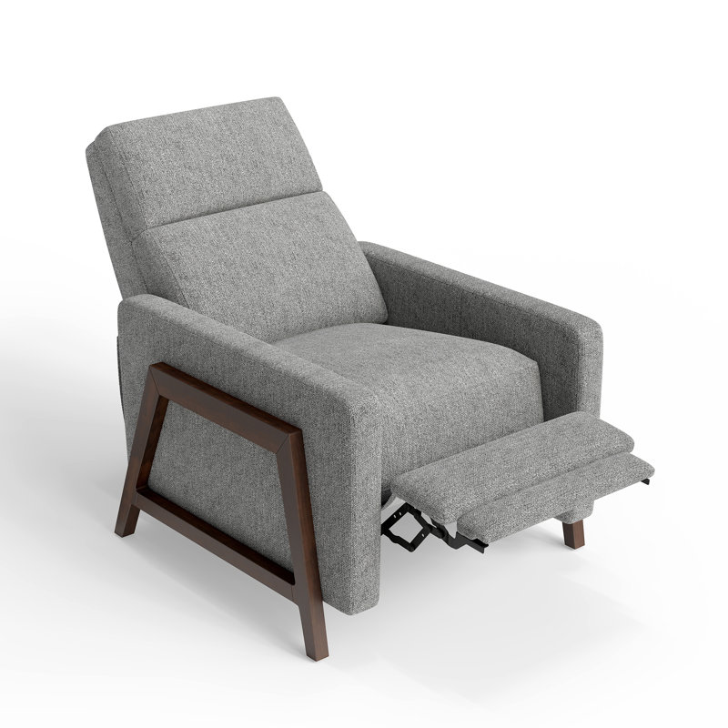 Solid and Manufactured Wood Frame Recliner, Gray