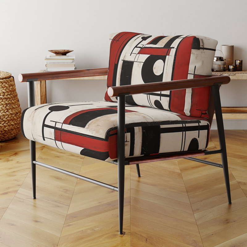 Crissom - Fauteuil rembourré d'appoint abstrait, Noir, noir, noir, noir