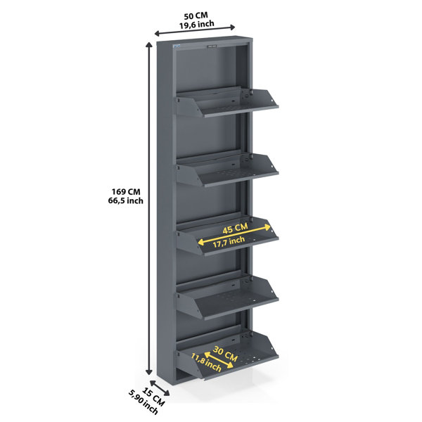 Antibacterial 5 Tier Metal Shoe Cabinet Front Holes Hokku Designs Finish: White