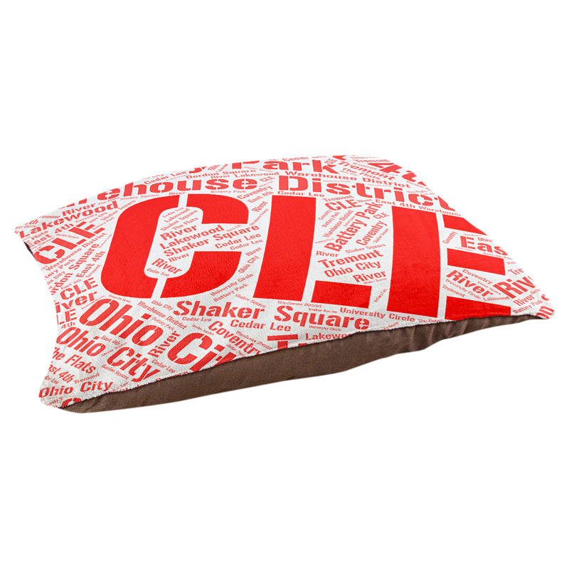 Coussin de chien « districts », Moyen (H 9,5 po x l 28 po x P 18 po), Rouge, Cleveland