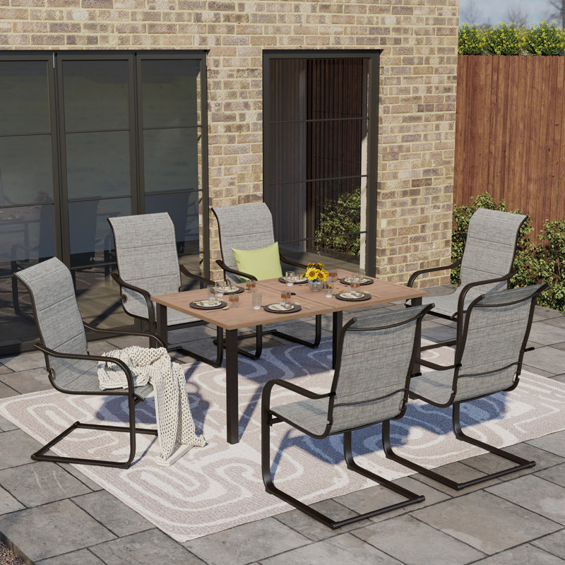 Ensemble de salle à manger 7 pièces pour patio avec chaises en C