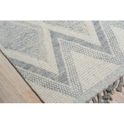Tapis contemporain moderne à motif géométrique en laine noué à la main 9 x 13