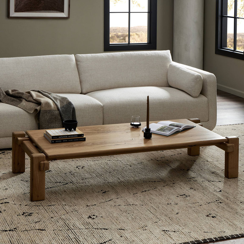 Table basse Feride - Chêne français récupéré, H 13,75 po x L 70,75 po x l 31,5 po, Chêne français naturel récupéré