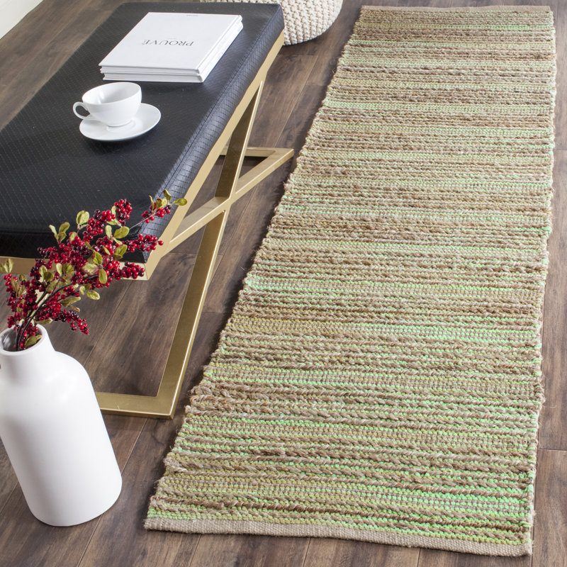 Tapis rayé en jute / coton Doleman, Tapis de couloir 2 pi 3 po x 6 pi