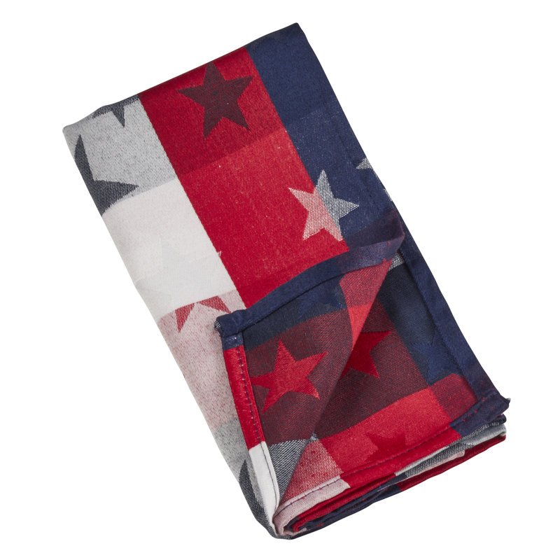 Patriotic Stars & Checkered Napkin – Americana Table Linen for Fourth of July, Independence Day & Holiday Entertaining, 20"x20"