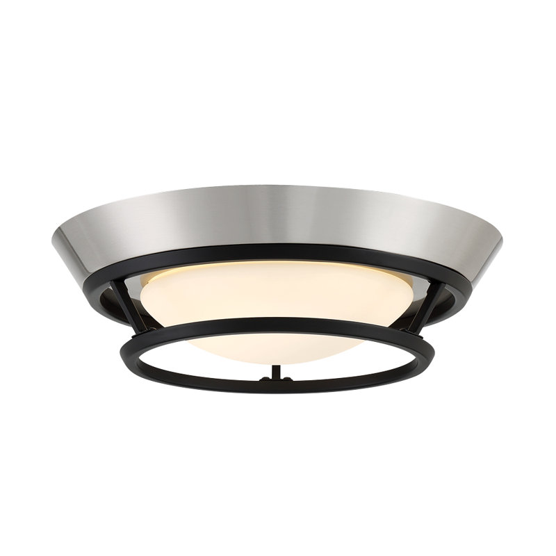 Dilyara Glass LED Flush Mount, Coal/Brushed Nickel