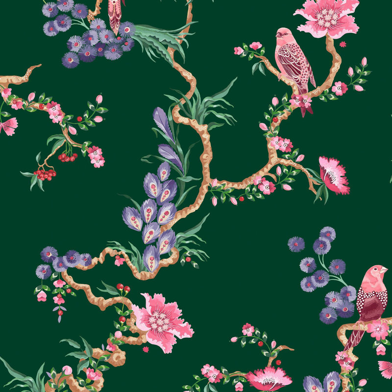 Cath Kidston 304.8m x1.3208m Matte Wallpaper Roll, Emerald
