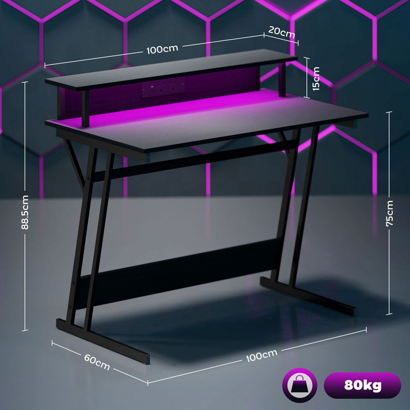 Tajolosa Metal Base Computer Desk with Power Outlet