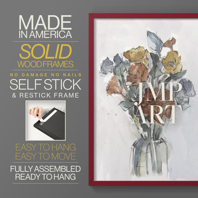 Arrangement floral aquarelle I - impression encadrée de qualité supérieure - prête à être accrochée - aucun clou requis - aucun clou requis