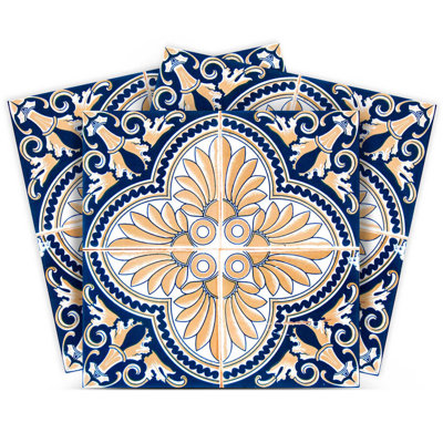 Carreaux amovibles autocollants en vinyle bleu et jaune 8 po x 8 po