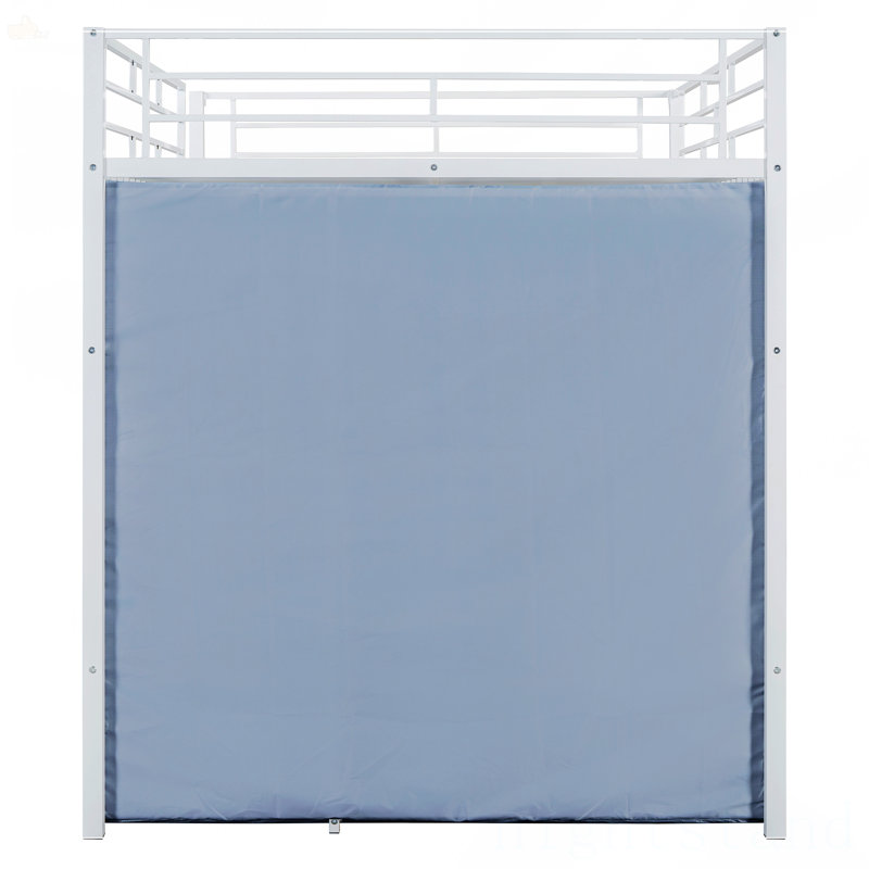 Lit mezzanine double en métal avec bureau, Blanc, Double