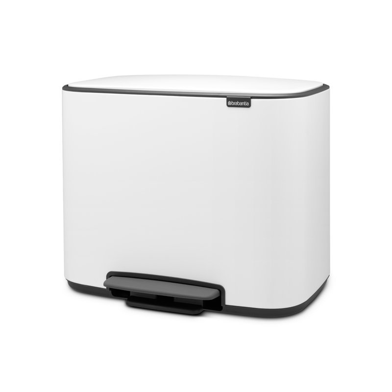 Poubelle à pédale multi-compartiments 3 x 3 gallons (capacité de 9 gallons), Blanc