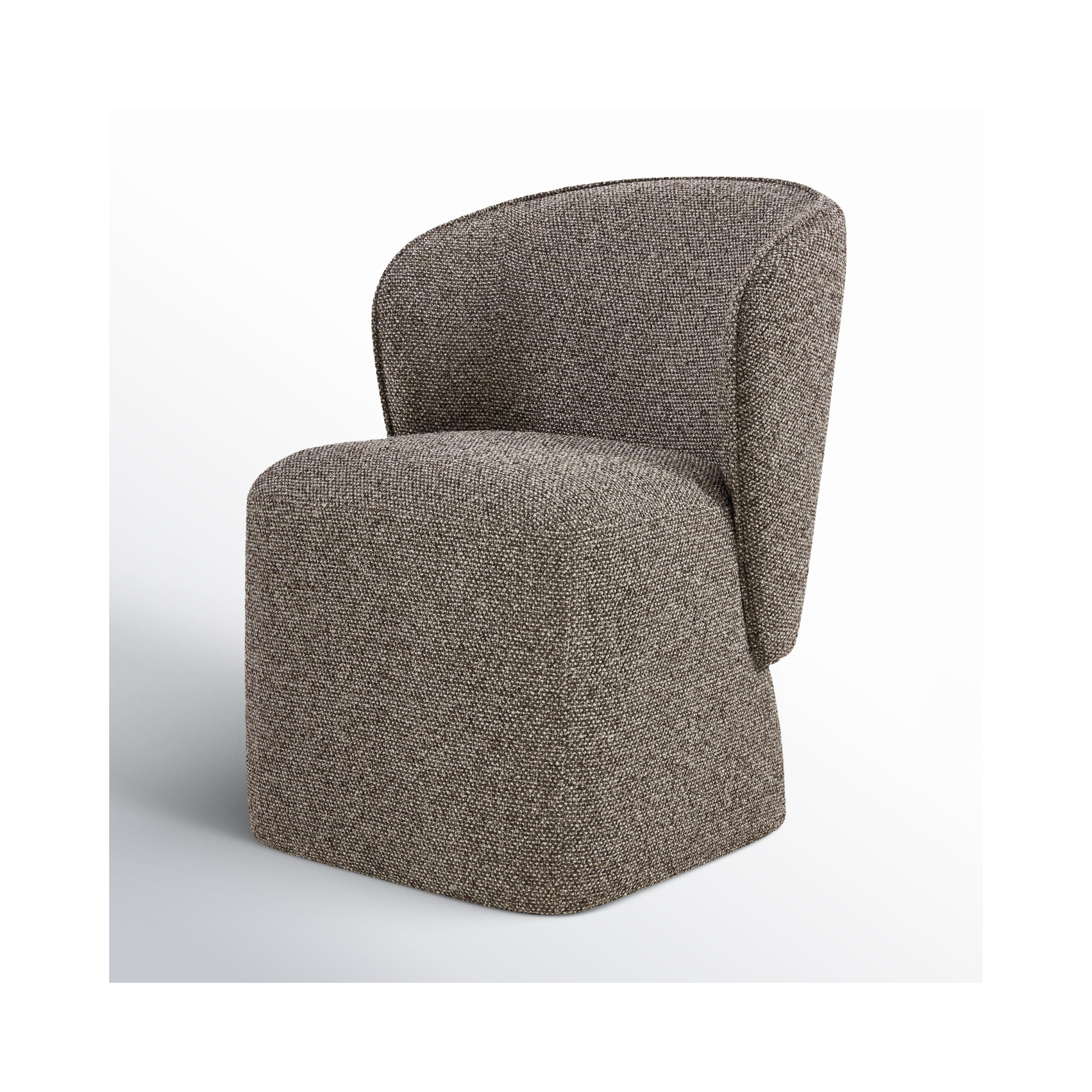Niha Upholstered Dining Chair with Casters, Gellar Earth Tweed