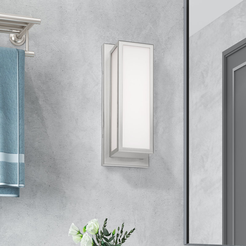 Barre d'éclairage de salle de bain 1 lumière DEL Aminah, Nickel brossé