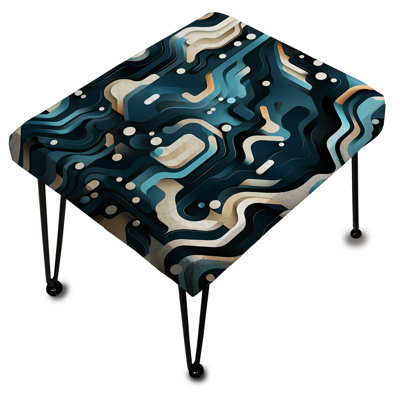 Teal and White Futuristic Matrix Vibes - Repose-pieds rectangulaire géométrique