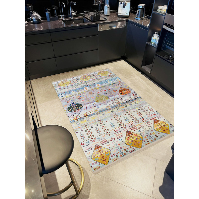 Tapis décoratif multicolore à motifs traditionnels de la collection Barcelona, Tapis de couloir 3 pi 3,37 po x 9 pi 10,11 po