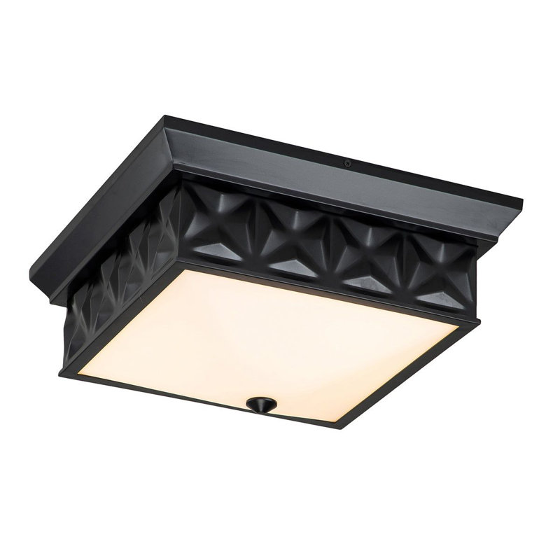Alpha Frosted Glass Flush Mount, Aged Brass