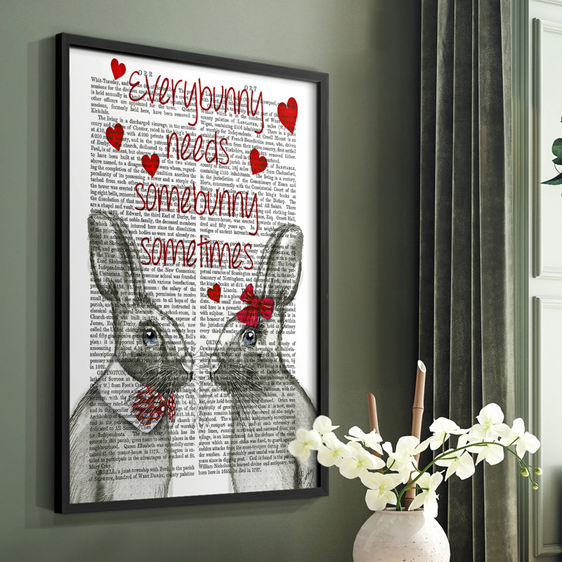 «Everybunny», reproduction encadrée - bois massif, Cadre simple noir, H 10 po x l 8 po