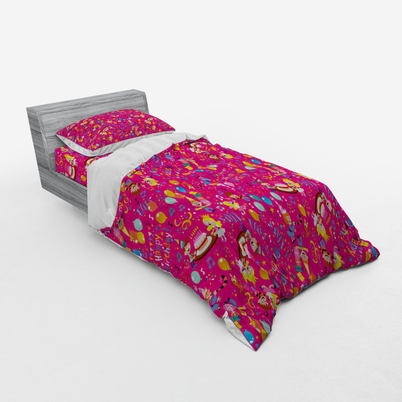 Ensemble de housse de couette en microfibre rose, Housse de couette simple + 6 pièces supplémentai