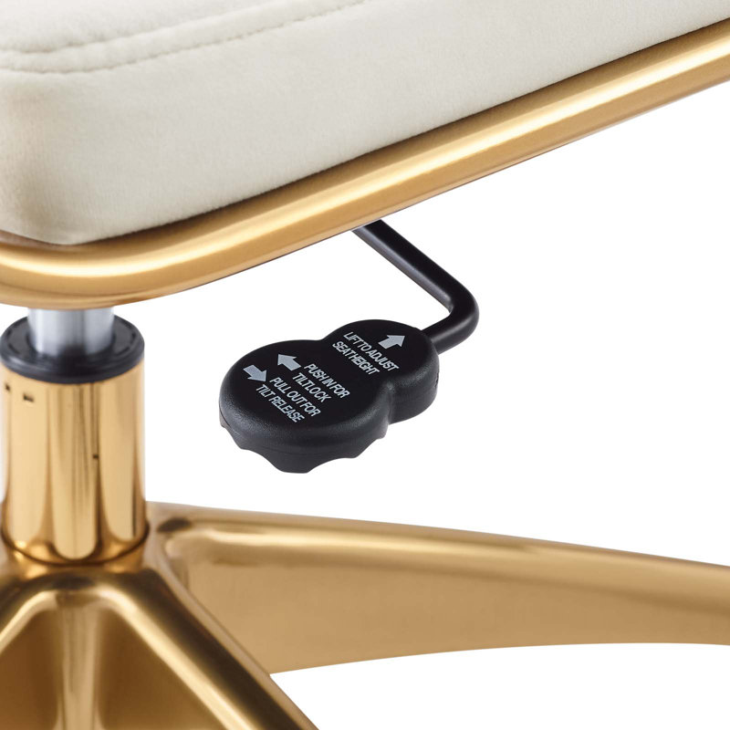 Chaise de bureau en velours Jive, Ivoire