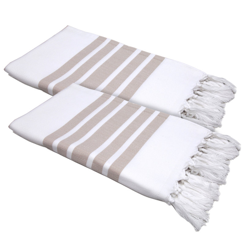  Ensemble de 2 serviettes en coton turc, Beige, 2