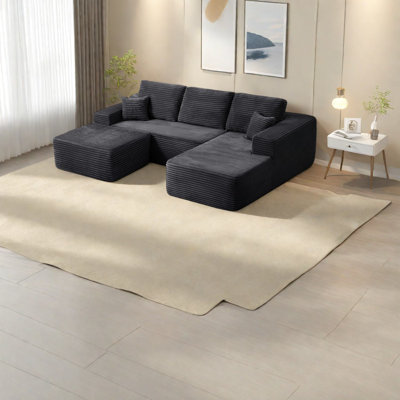 Spacious Grey Sectionals, Plush Fabric, Modern Design For Home