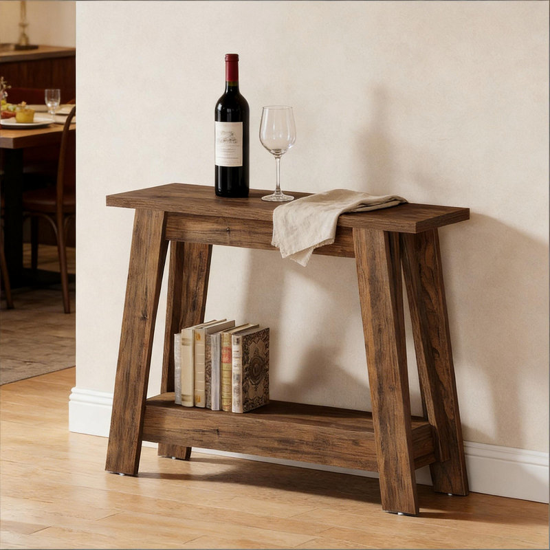 Rustic Console Table,2-Tier Entryway Table,Narrow Sofa Table