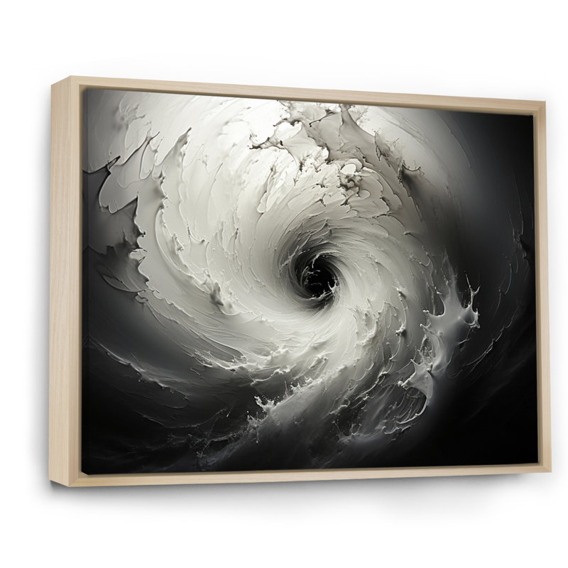 Tempête tourbillonnante grise abstraite III sur toile, H 34 po x l 44 po x P 1,5 po, Cadre naturel flottant