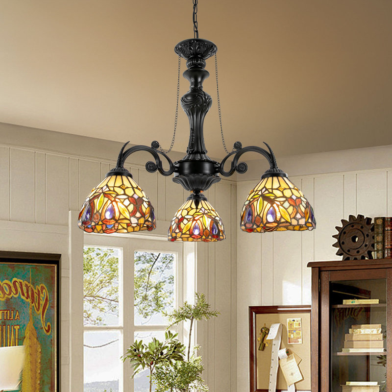 Lustre suspendu 3 lumières de style antique à hauteur réglable