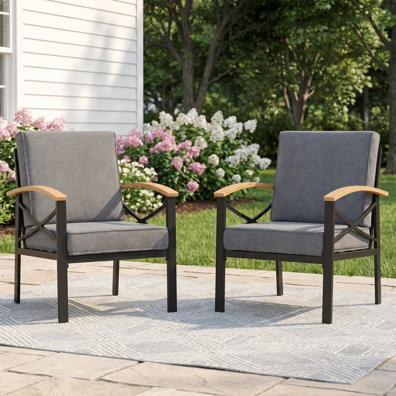 Chaises de patio avec coussins, Gris