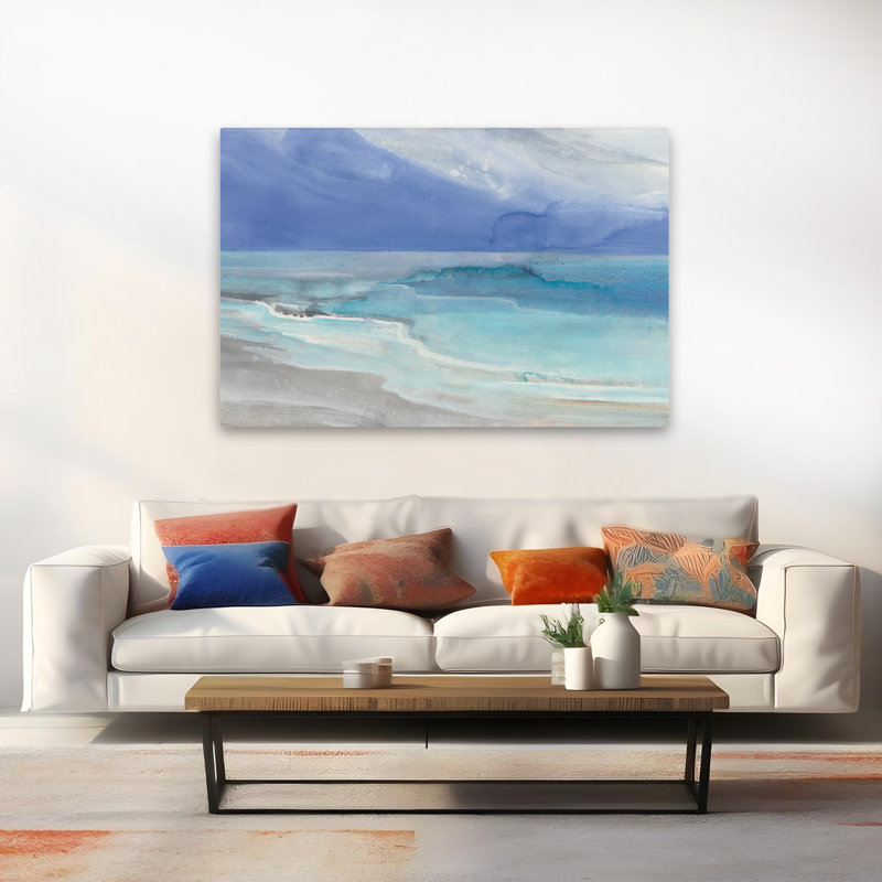 Grand View I, bleu, bleu, turquoise, plage, H 60 po x l 40 po